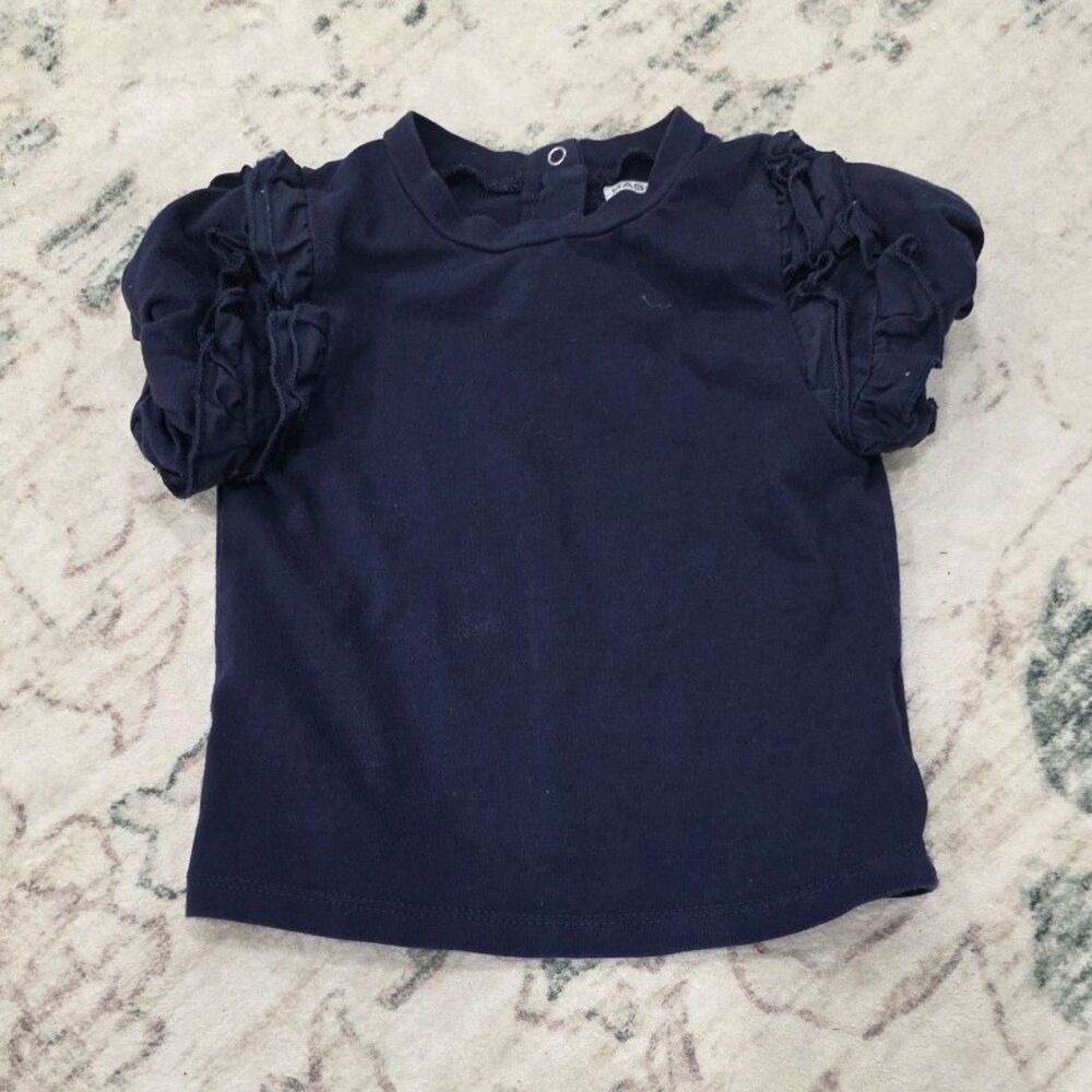 Habitual Girl Navy Blue Ruffle Sleeve Top 18 months